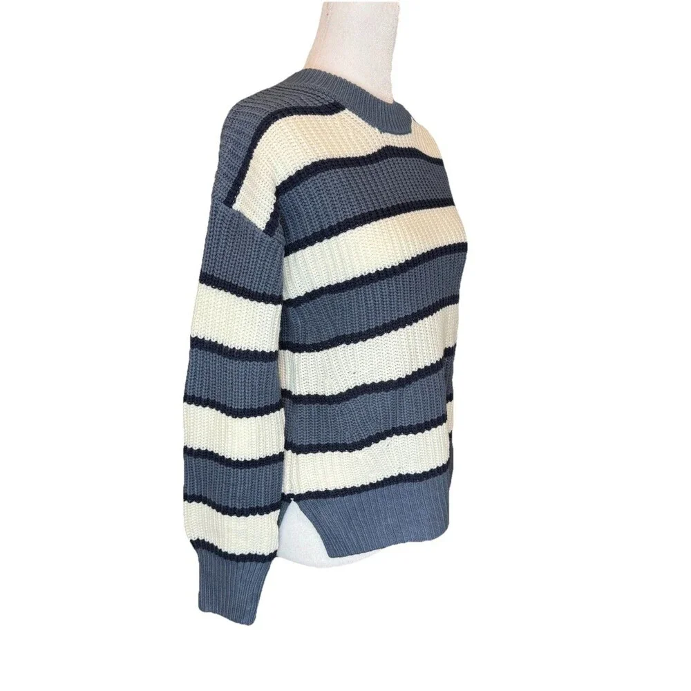 SO Women's Juniors' Crewneck Pullover Sweater Size XS Blue & White Stripe NWOT